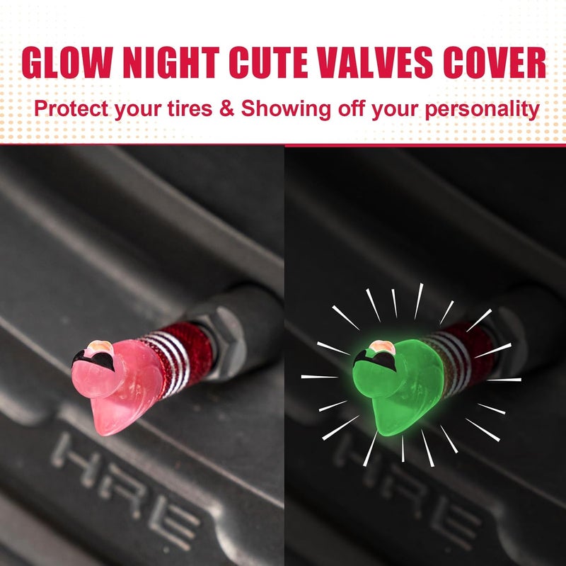 Rislobx 4Pcs Tire Valve Stem Cap Cover for Car SUV Truck, Valve Cover with Funny Duck Sunglasses, Decorative Tire Valve Caps Wheel Accessories (Red Sunglasses Duck) - Image 4